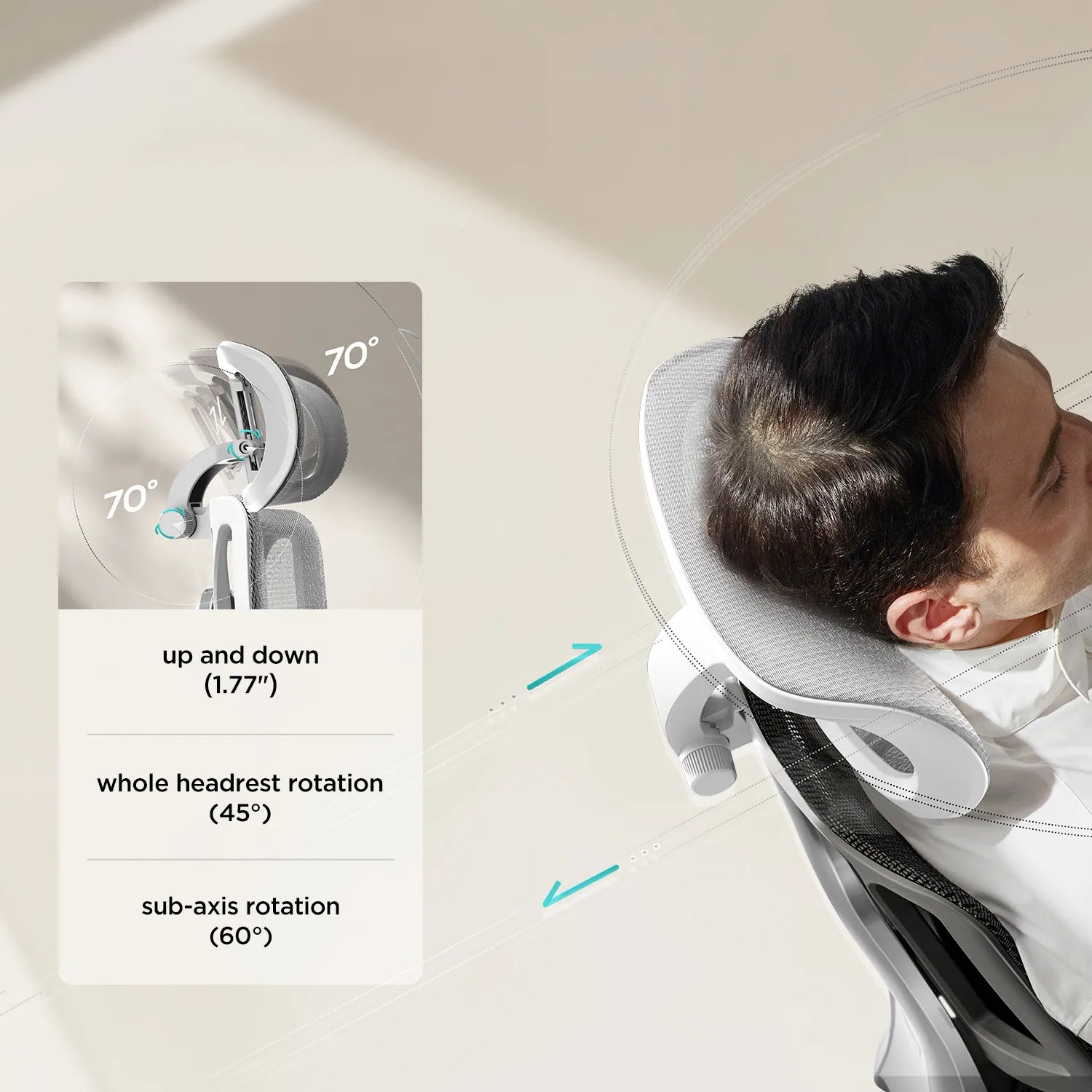 HBADA E3 Air Ergonomic Office Chair without footrest gray headrest