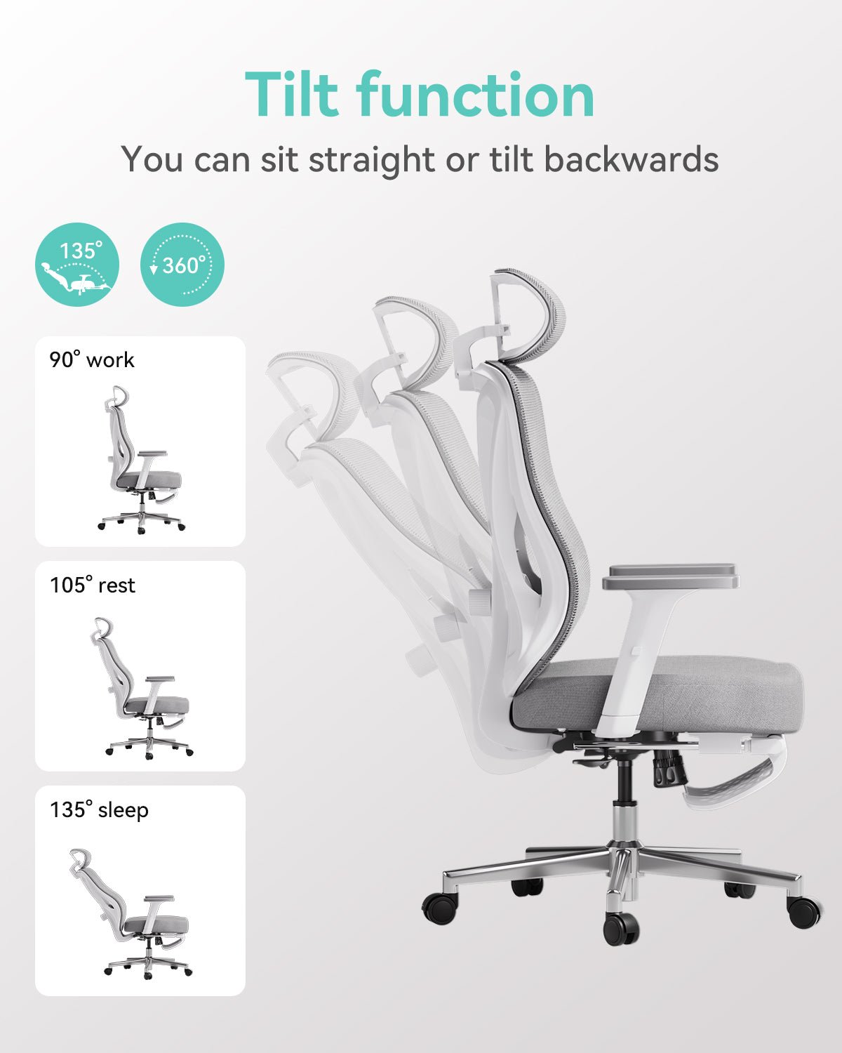 HBADA P5 Ergonomic Office Chair with Footrest tilt funtion