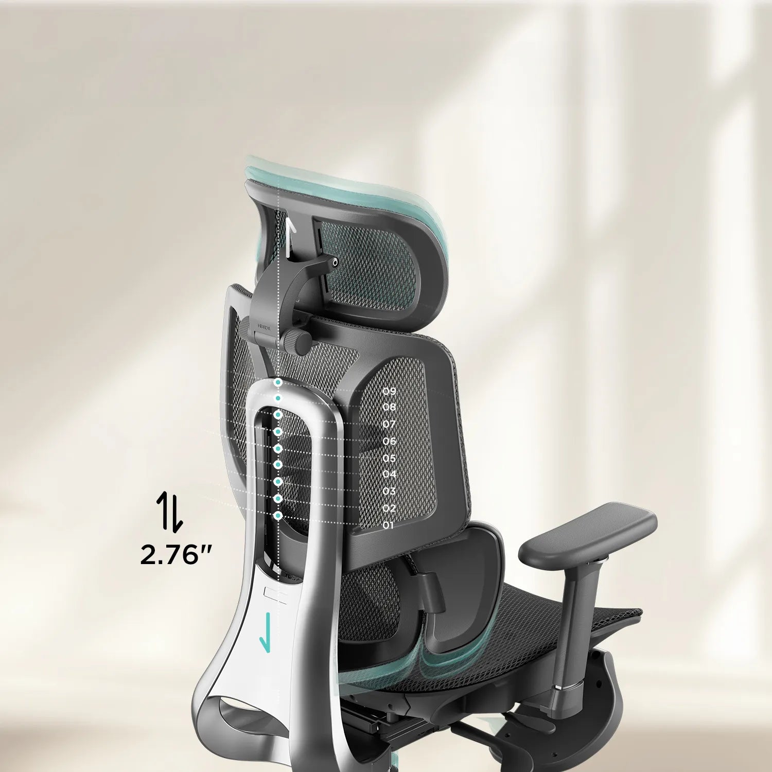 HBADA E3 Air Ergonomic Office Chair without footrest black adjustable back