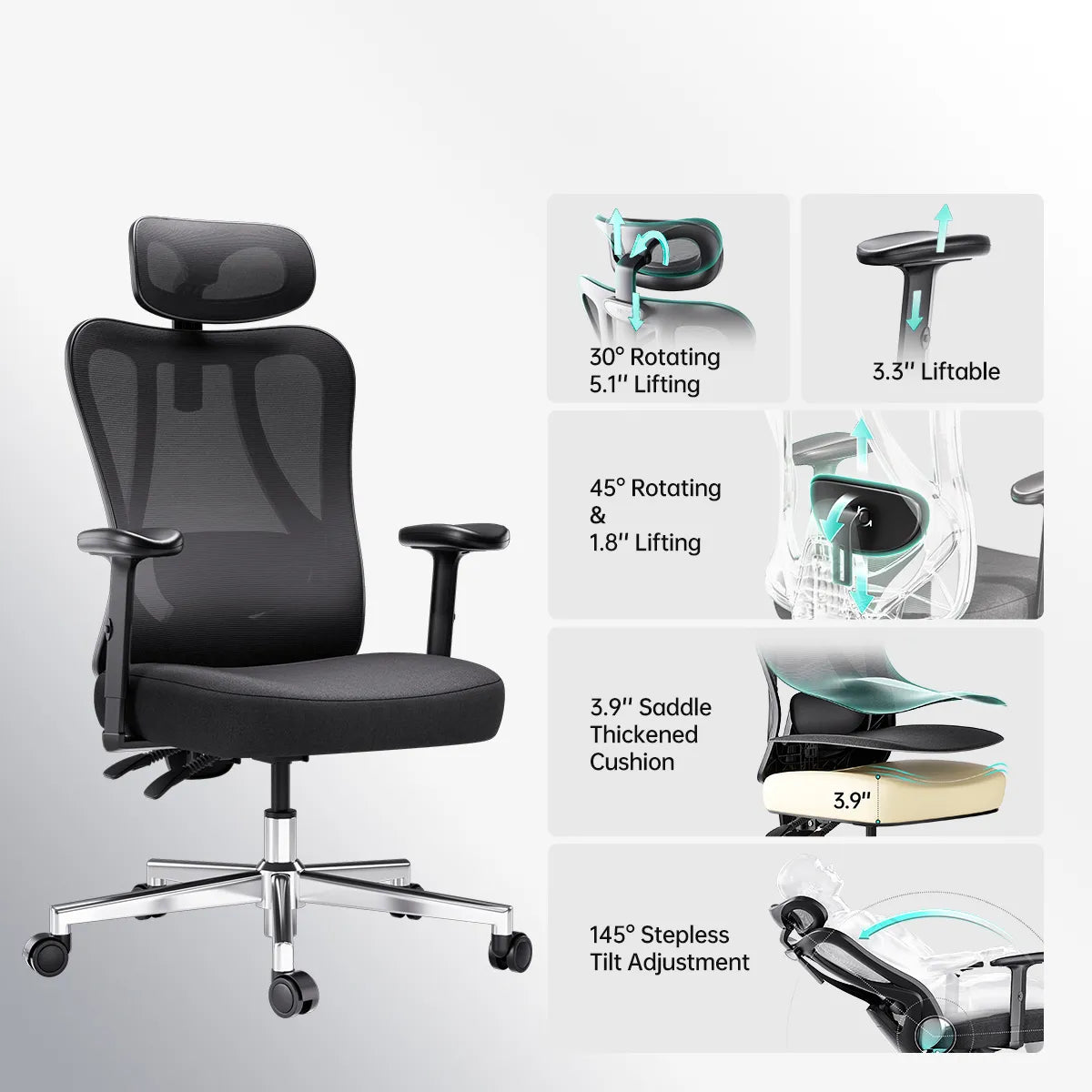 Hbada_P3_office_Chair without footrest black ergonomic design