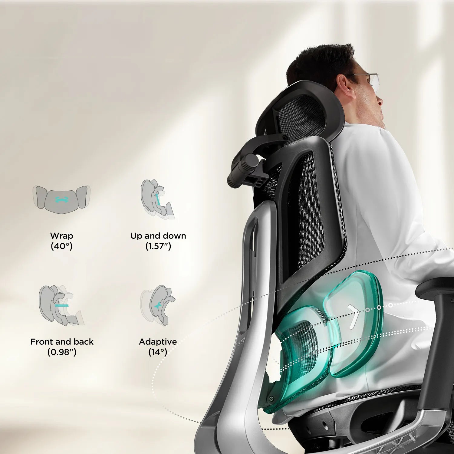 HBADA E3 Air Ergonomic Office Chair without footrest black lumbar support