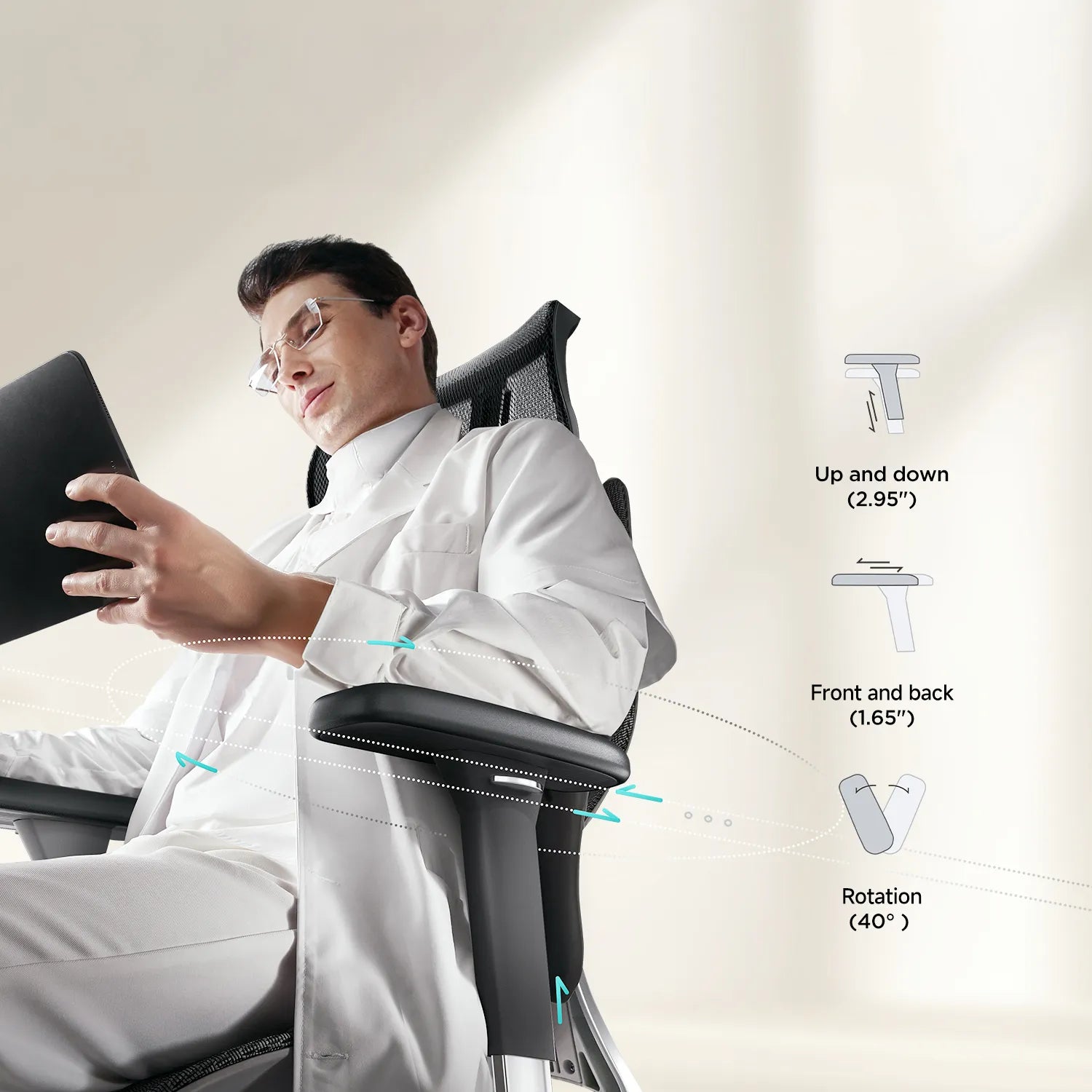 HBADA E3 Air Ergonomic Office Chair without footrest black armrests