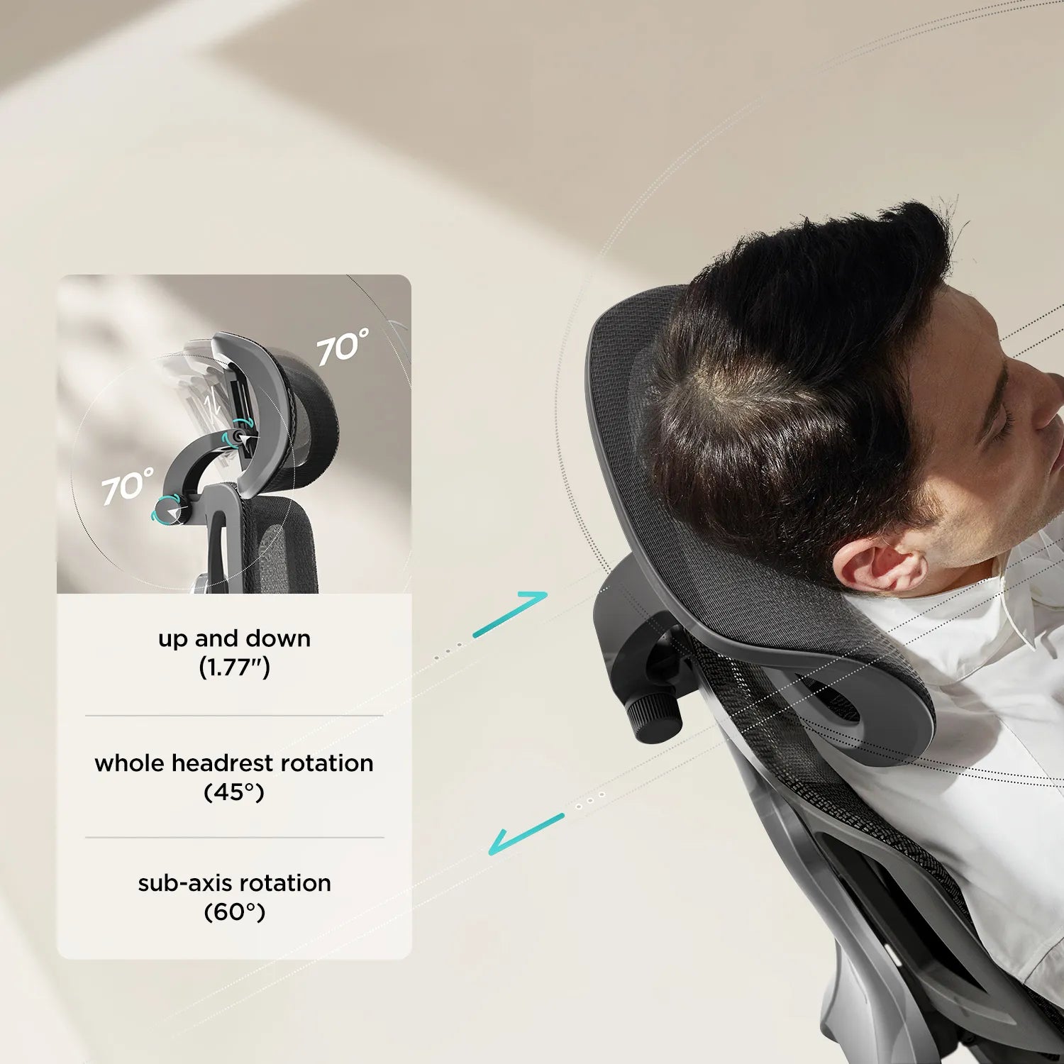 HBADA E3 Air Ergonomic Office Chair without footrest black headrest