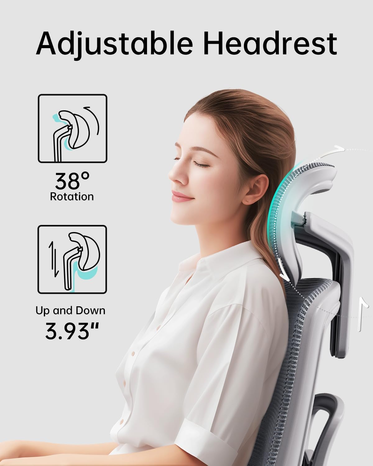 HBADA E2 Ergonomic Office Chair white headrest