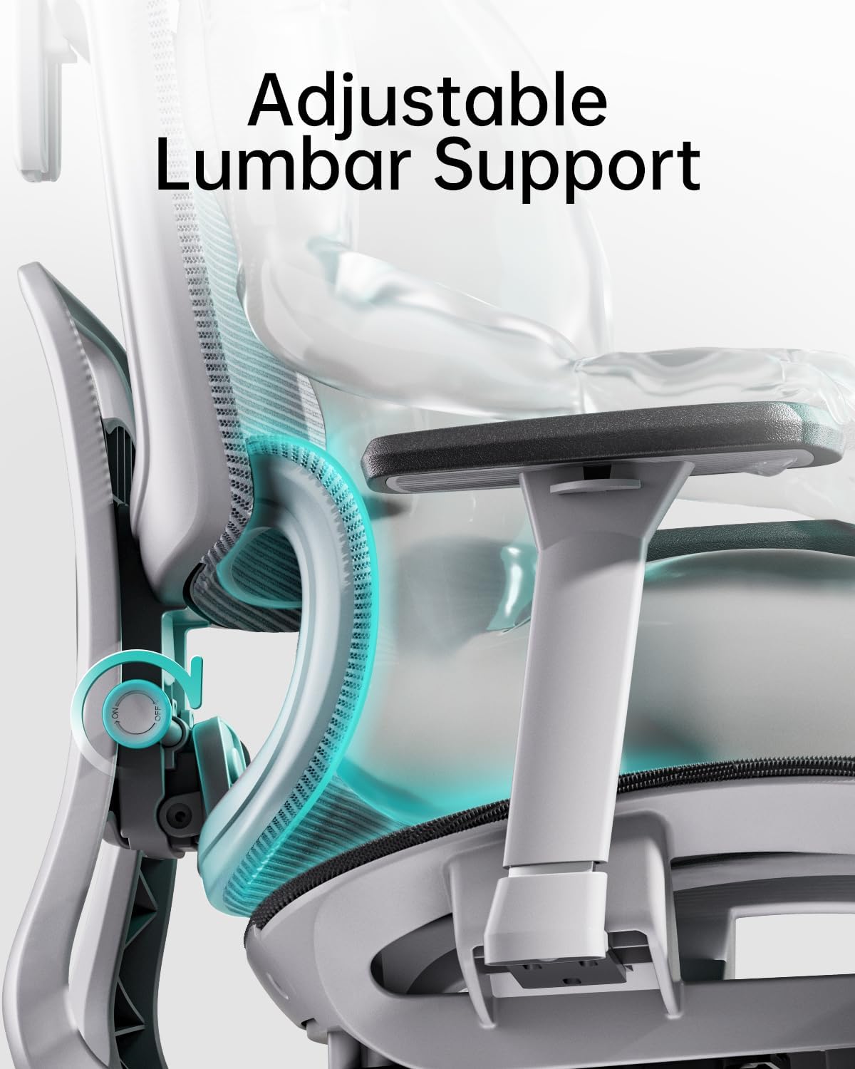 HBADA E2 Ergonomic Office Chair white lumbar support