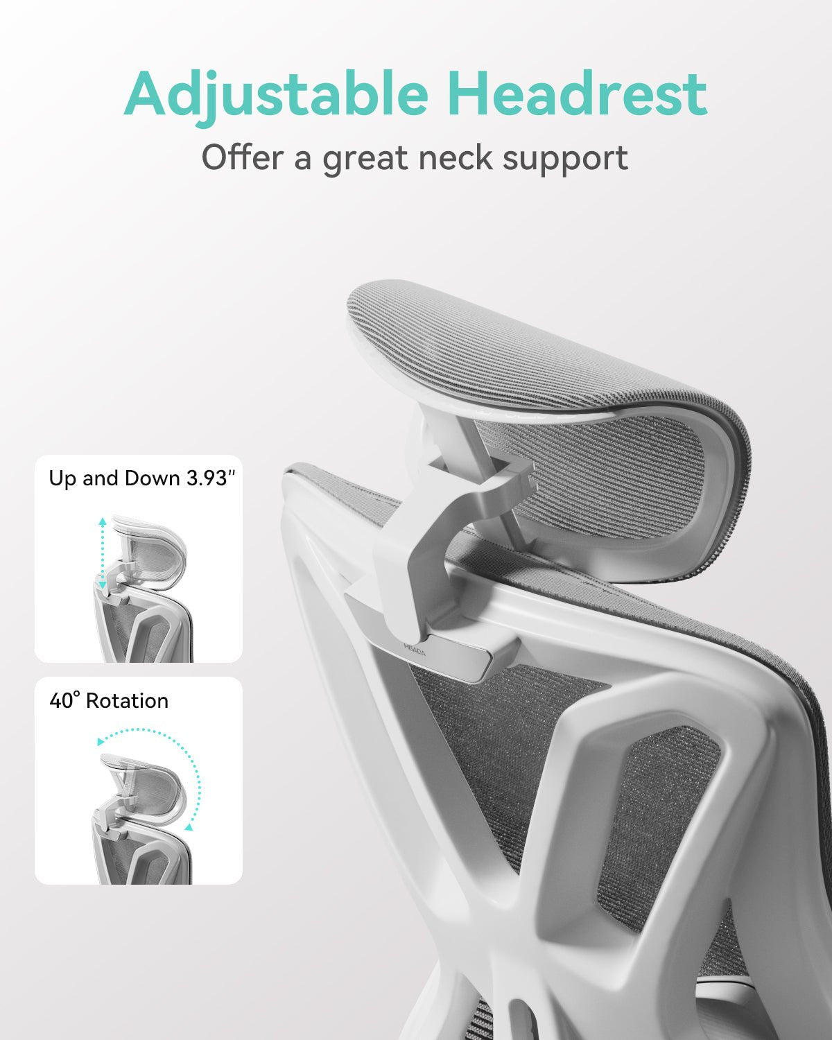 HBADA P5 Ergonomic Office Chair with Footrest headrest