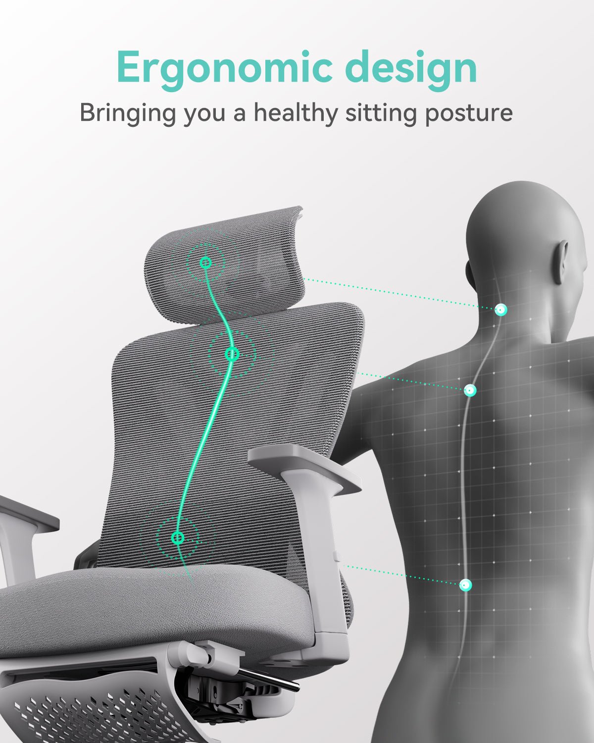 HBADA P5 Ergonomic Office Chair with Footrest ergonomic design