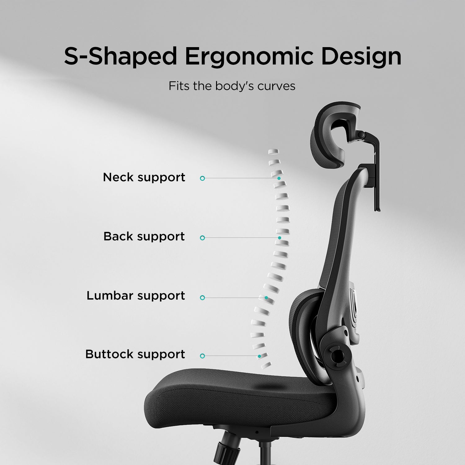 Hbada P1 Ergonomic Office Chair black s-shaped design
