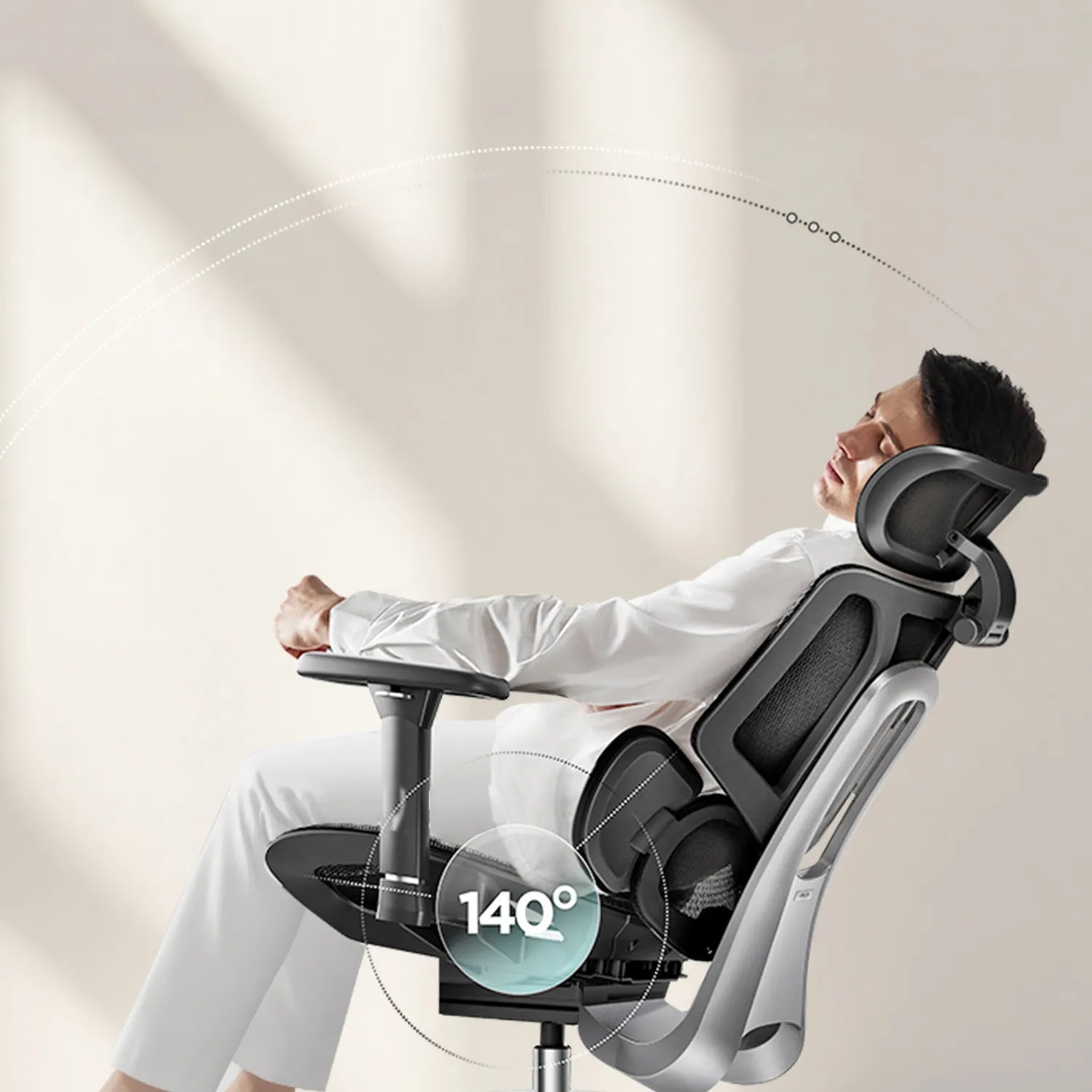 HBADA E3 Air Ergonomic Office Chair without footrest black reclining angle