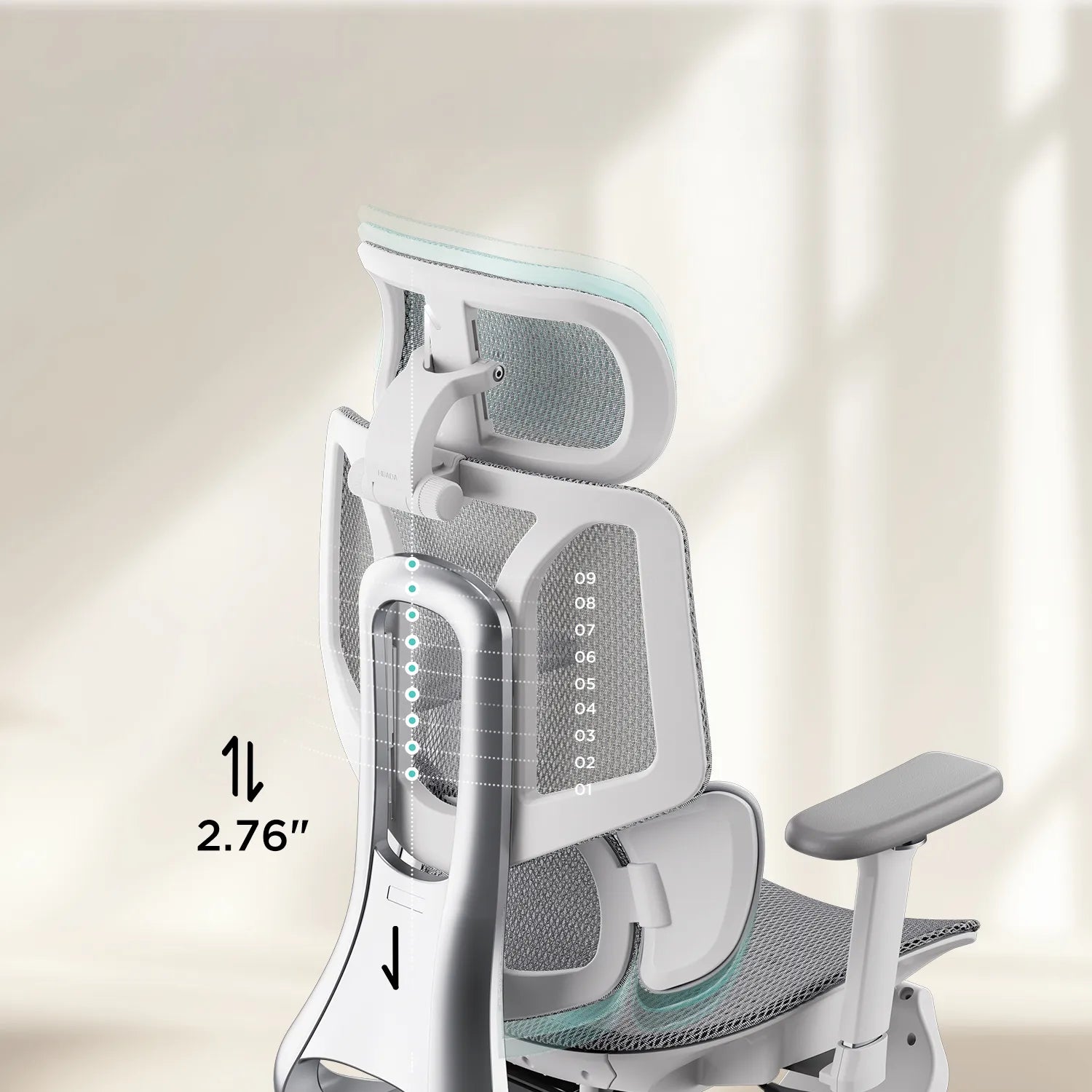 HBADA E3 Air Ergonomic Office Chair without footrest gray adjustable back