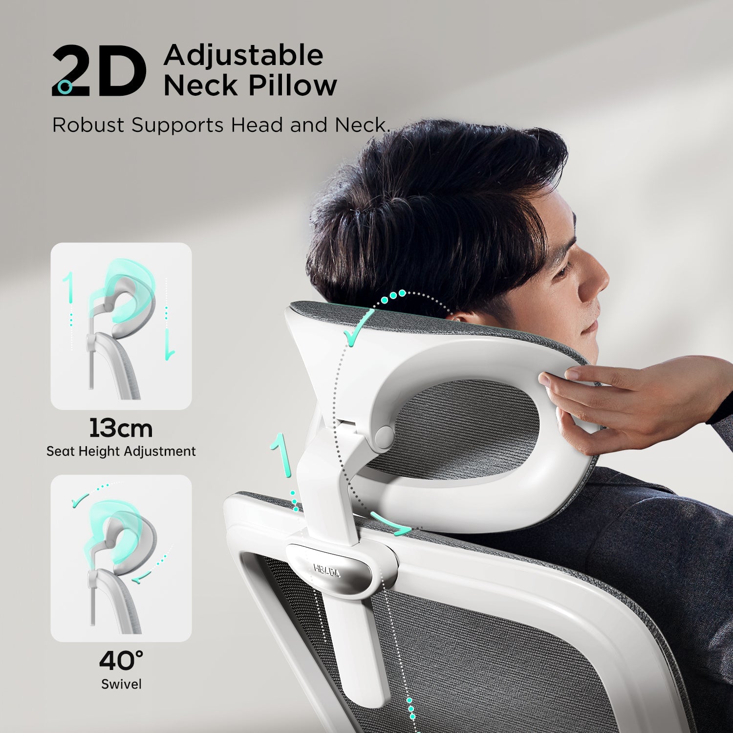 HBADA P2 Air Ergonomic Office Chair mesh gray pillow