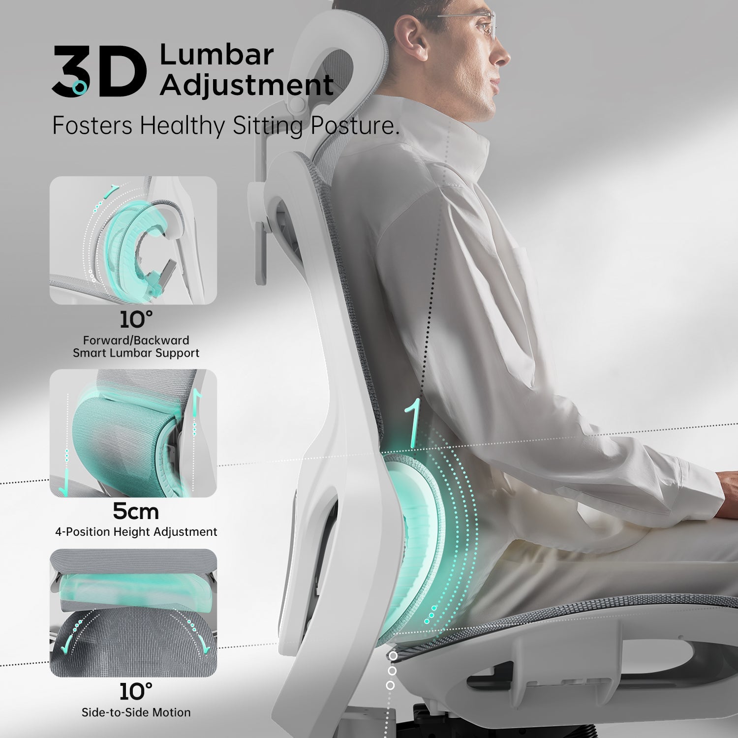 HBADA P2 Air Ergonomic Office Chair mesh gray lumbar support