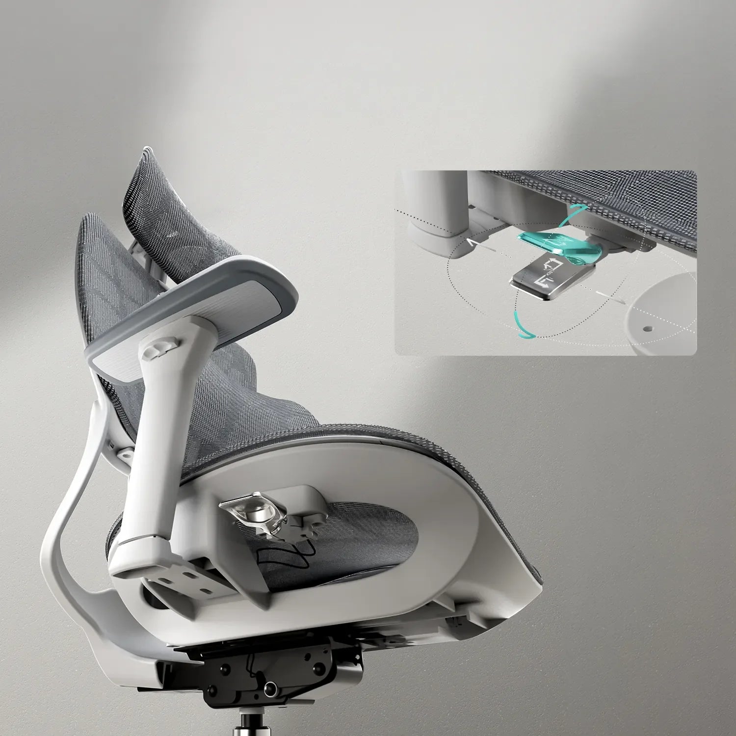 Hbada E2 Pro Ergonomic Office Chair without Footrest white button