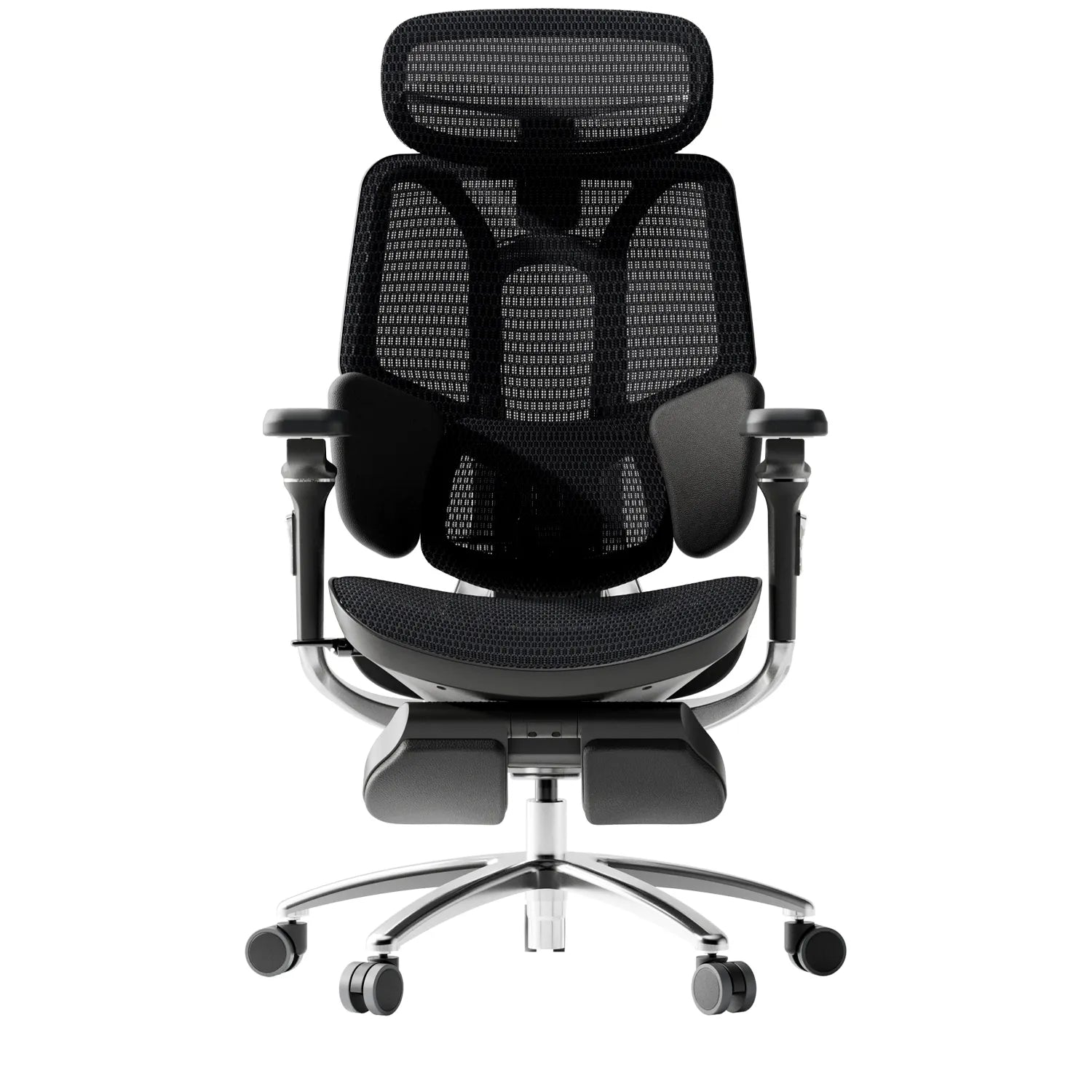 HBADA E3 Ultra Ergonomic Office Chair Futuristic(with Footrest) black front