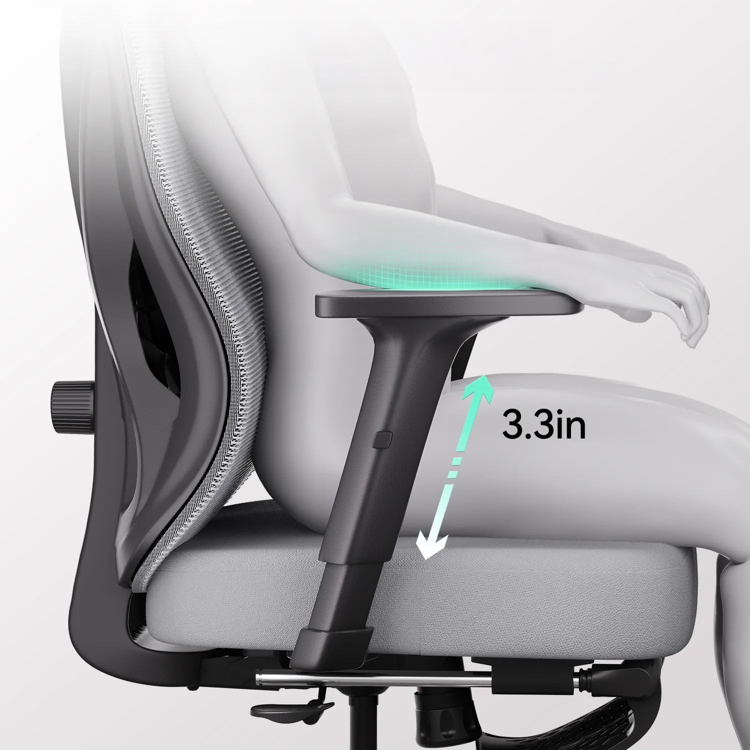 HBADA P5 Ergonomic Office Chair with Footrest gray armrests