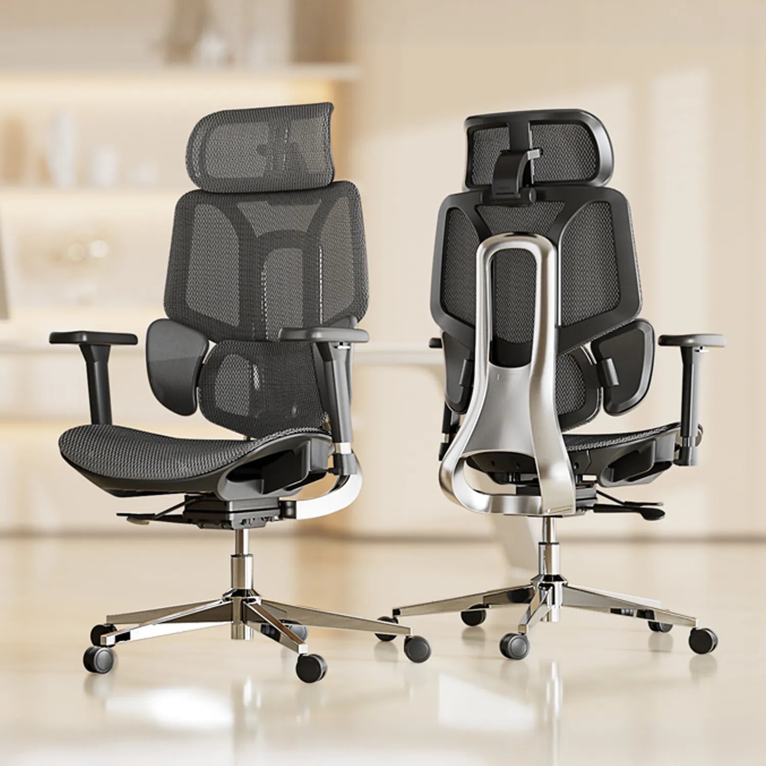 HBADA E3 Air Ergonomic Office Chair without footrest black double side