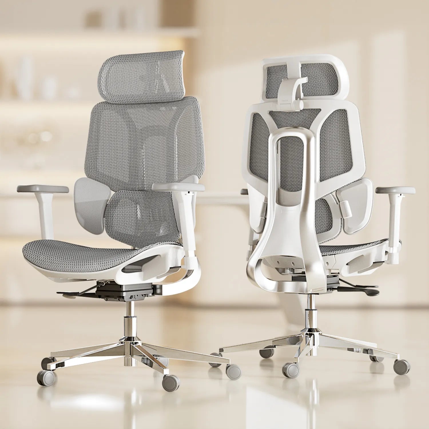HBADA E3 Air Ergonomic Office Chair without footrest gray double side