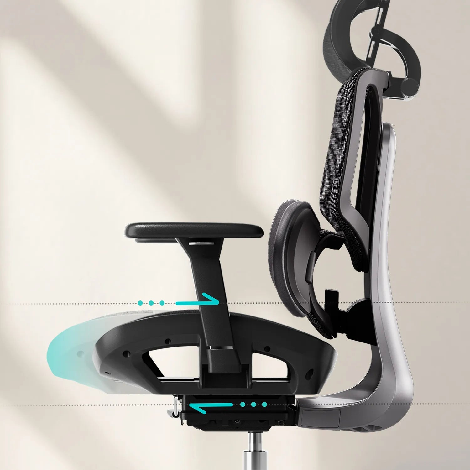HBADA E3 Air Ergonomic Office Chair without footrest black seat
