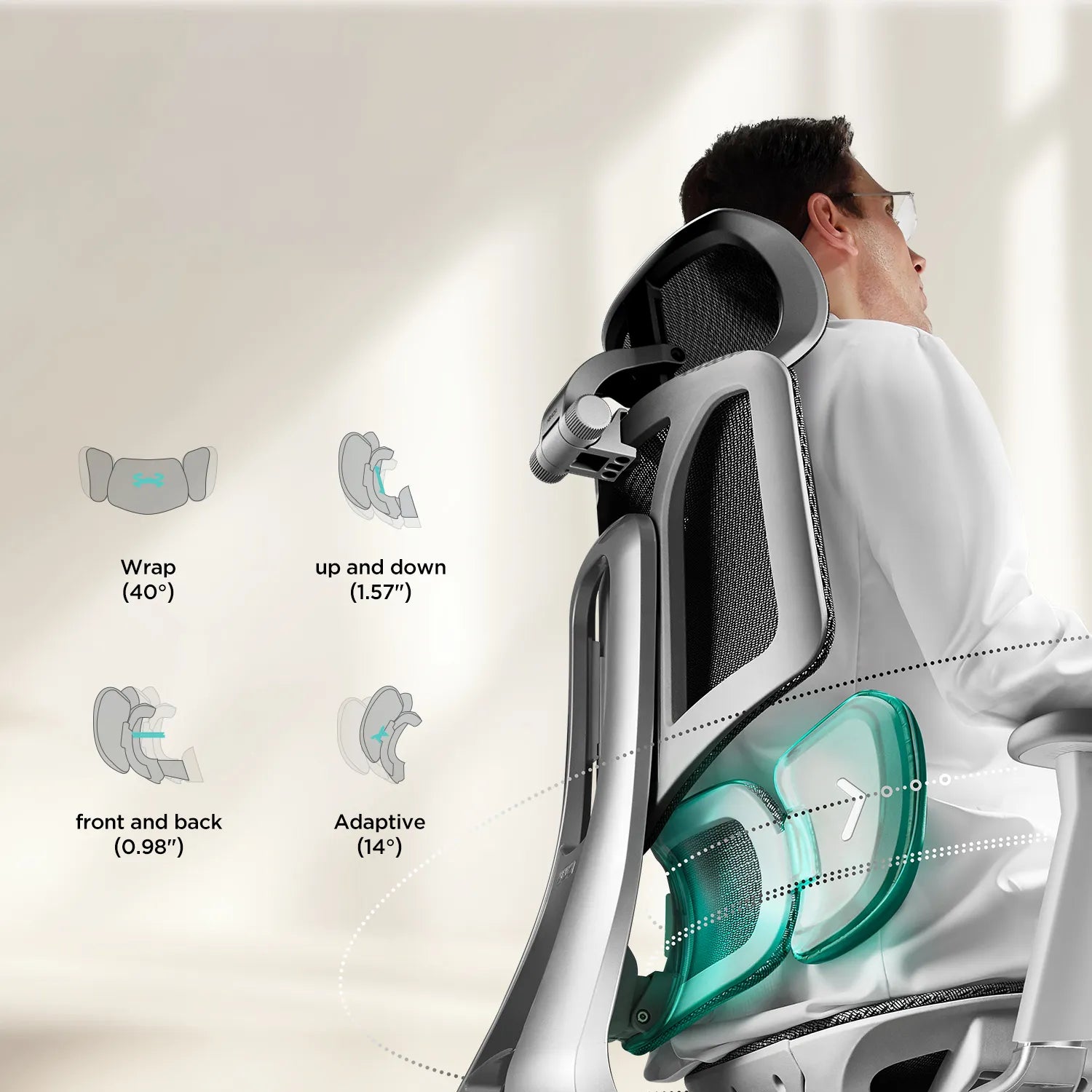 HBADA E3 Air Ergonomic Office Chair without footrest gray lumbar support